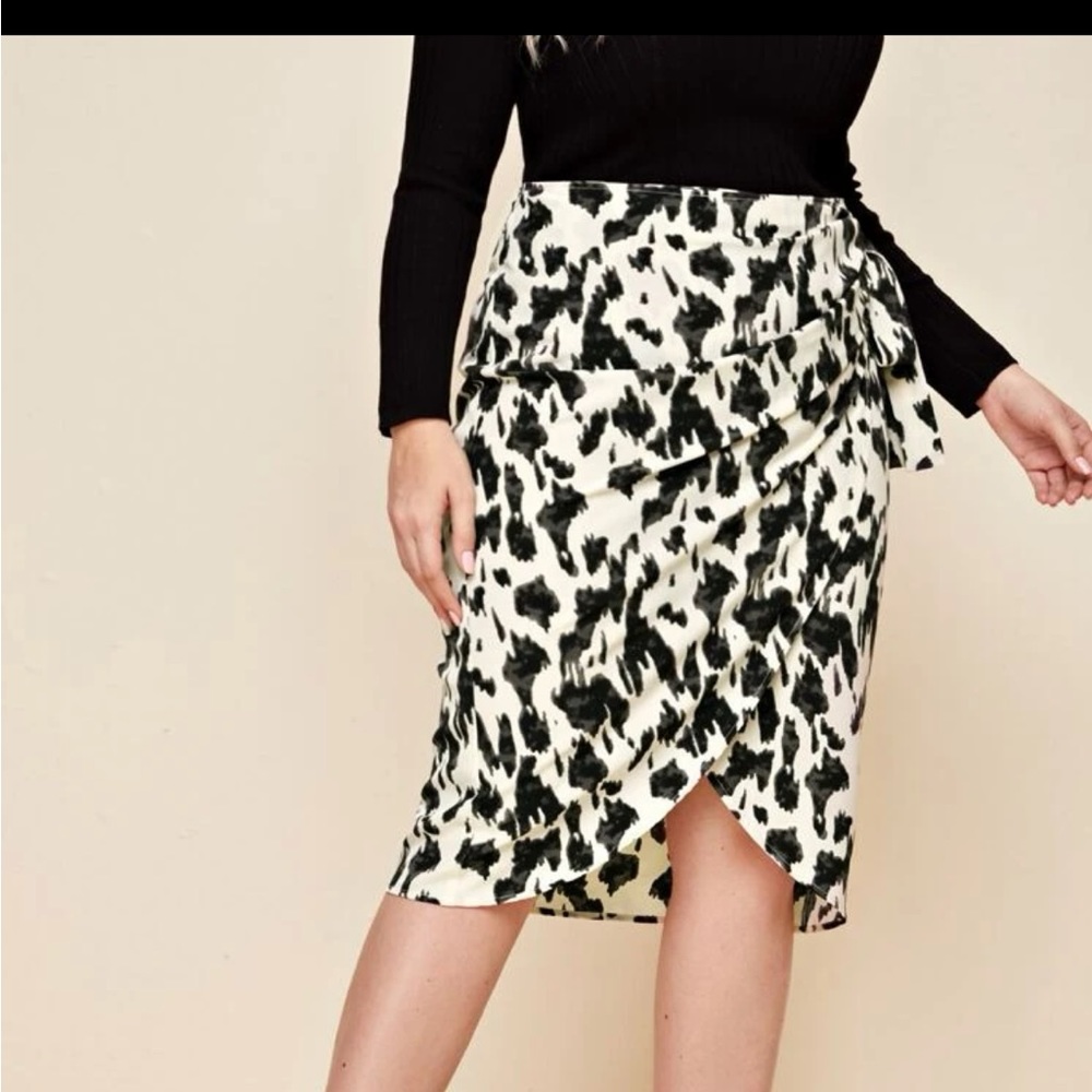 Black and White Wrap Skirt